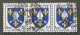 FRA1005Ux3h - Armoiries De Provinces (VII) - Saintonge - Stripe Of  3 X 5 F Used Stamps - 1954 - France YT 1005 - 1941-66 Armoiries Et Blasons