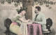 COUPLE - Un Couple Dinant Dans Un Jardin - Vous M'avez Parée D'une Guirlande - Carte Postale Ancienne - Paare