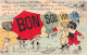 ILLUSTRATEUR - Bon Souvenir - Des Couples Dans La Rue Par Un Jour De Pluie - Colorisé - Carte Postale Ancienne - Other & Unclassified