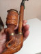 Delcampe - Ancienne Pipe En Bois Sculptée Du XIXème Hauteur 29 Cm - Wood