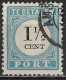 1881-1887 Portzegels Lichtblauw / Zwart Cijfer : 1½ Cent NVPH  P 4 D III Met Breukje In De 1 En Kras Door Cent - Impuestos