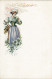 PC ARTIST SIGNED, LYON, LADY WITH FLOWERS AND FRUITS, Vintage Postcard (b50835) - Lion