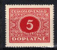 ** Tchécoslovaquie 1928 Mi P 55 (Yv TT 55), (MNH)** Varieté Position 41 - Abarten Und Kuriositäten