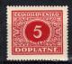 ** Tchécoslovaquie 1928 Mi P 55 (Yv TT 55), (MNH)** Varieté Position 41 - Errors, Freaks & Oddities (EFO)