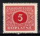 ** Tchécoslovaquie 1928 Mi P 55 (Yv TT 55), (MNH)** Varieté Position 13 - Varietà & Curiosità