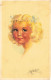 ILLUSTRATION SIGNEE - Fille Avec Des Couettes Blondes - Portrait - Wy Vcrton - Carte Postale Ancienne - Sonstige & Ohne Zuordnung