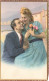 COUPLE - Un Homme Admirant Sa Compagne - Robe à Rayure Bleue - Fleurs - Carte Postale Ancienne - Coppie