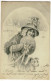 Carte Illustrée M M Vienne - Belle Femme Emmitouflée, Manchon De Fourrure, Chien - Circulé 1903 - Thanksgiving