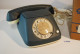 C132 Vintage Retro Phone FEUER NOTRUF Germany LUXE EN CUIR Leather GRIS BLEU - Telefonia