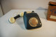 C132 Vintage Retro Phone FEUER NOTRUF Germany LUXE EN CUIR Leather GRIS BLEU - Telefoontechniek