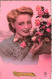 FANTAISIE - Femme - Gelukkige Verjaardag - Femme Avec Un Bouquet De Fleurs - Carte Postale Ancienne - Femmes