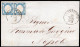 1862 28 MAGGIO PROVINCE NAPOLETANE 2 Gr. SASS 20 COPPIA ORIZZONTALE CON BELLISSIMI MARGINI SU PIEGO DI LETTERA DA GALLIP - Neapel