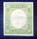 1861 REGNO Italia 5 Centesimi Emiss. Prov. Napoletane, Filetto Su Bordo Inferiore, MNH **, Firmato DIENA - Ongebruikt