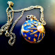 Delcampe - Montre De Poche Gousset Ou Pendentif Style Fabergé Métal Argenté émail Bleu Perle Lune étoiles à Cristaux - à Quartz - Taschenuhren