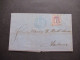 AD Hamburg 1866 Mi.Nr.20 Auslandsbrief Von HH Nach Aarhuus / Faltbrief Mit Inhalt Blauer Stempel HH Stadt-Postamt - Hambourg
