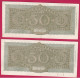 2 Billets De 50 Lire TURRITA 1944, Alphabet : H16, N° 001641 Et 001642, Numéro Qui Se Suive,  TTB - 50 Liras