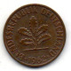 GERMANY - FEDERAL REPUBLIC, 2 Pfennig, Bronze, Year 1962-D, KM # 106 - 2 Pfennig