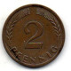 GERMANY - FEDERAL REPUBLIC, 2 Pfennig, Bronze, Year 1963-J, KM # 106 - 2 Pfennig