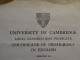 University Of Cambridge - Certificate Of Proficiency In English - 1947 - Diplômes & Bulletins Scolaires