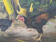 Delcampe - Tableau Poules Basse-Cour Bambous Indonésie Signature à Identifier - Oils