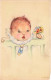 ILLUSTRATION SIGNE - L Battiss - Bébé Avec Une Tétine - Bracelet à Fleurs - Carte Postale - Sonstige & Ohne Zuordnung