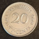 ILE MAURICE - MAURITIUS - 20 CENTS 1990 - Sir Seewoosagur Ramgoolam - KM 53 - Mauricio