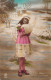 NOEL - Heureux Noel - Petite Fille Avec Un Manchon En Fourrure - Carte Postale Ancienne - Sonstige & Ohne Zuordnung