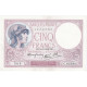 France, 5 Francs, Violet, 1939, C.62282, SUP, Fayette:04.08, KM:83 - 5 F 1917-1940 ''Violet''