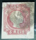 1855/56 - D.PEDRO V.CABELOS LISOS CE5 CUNHO V (EXELENTES MARGENS) - Oblitérés