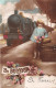 UN BONJOUR - LITTLE GIRL AT THE TRAIN STATION ~ A VINTAGE POSTCARD #235430 - Saluti Da.../ Gruss Aus...