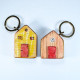 House Keyring Lot Of 2 Handmade Home Figurines Wood Art Keychain Gift 03037 - Mobili