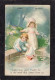 Ellen Clapsaddle(uns),Wolf - Easter, 2 Children At Wading Pool   - Antique Postcard - Clapsaddle