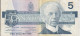 BILLETE DE CANADA DE 5 DOLLARS DEL AÑO 1986 EN CALIDAD MBC (VF) (BANKNOTE) - Kanada