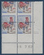 1962 Coq N°1331** Bloc De 4 De Feuille Piquage à Cheval Décalé Extreme En Coin De Feuille Daté 19/7/62 Spectaculaire! RR - 1962-1965 Hahn (Decaris)