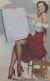 Mini BUVARD Américain     " DRAWING ATTENTION "  Avec Femme Thème Peinture    Dimension 78 X 98 Mm   Peu Commun    I - Paints