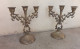 Bougeoirs Candélabres 3 Feux Laiton AGDA Début XXème Siècle, Style Rocaille - Candelabri E Candelieri