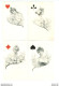 LOT De 4 Cartes Série Complète Dessin Signé ? Illustration Style Viennoise Cartes à Jouer Les 4 Reines Série N° 870 - Cartas
