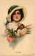 PC ARTIST SIGNED, HARRISON FISHER, TWO ROSES, Vintage Postcard (b50909) - Fisher, Harrison