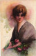 PC ARTIST SIGNED, MONESTIER, GLAMOUR LADY, FLOWERS, Vintage Postcard(b50956) - Monestier, C.