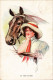 PC ARTIST SIGNED, BARBER, AT THE COURSE, HORSE, Vintage Postcard (b51200) - Barber, Court