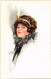 PC ARTIST SIGNED, BARBER, GLAMOUR LADY, HEADDRESS, Vintage Postcard (b51202) - Barber, Court