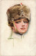 PC ARTIST SIGNED, USABAL, GLAMOUR LADY IN A FUR HAT, Vintage Postcard (b51205) - Usabal