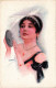 PC ARTIST SIGNED, USABAL, GLAMOUR LADY WITH PEARLS, Vintage Postcard (b51207) - Usabal