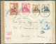 N°583-593-596/597 - Affr. SAVANTS Obl. Sc St-HUIBRECHTS-LILLE Sur Lettre (Missiewerken) Du 3-XI-42 Vers Rome + 2 Bandes - Weltkrieg 1939-45 (Briefe U. Dokumente)