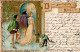 Märchen Der Gestiefelte Kater Prägekarte 1901 I-II - Jeux Et Jouets