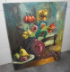 VINTAGE PEINTURE NATURE MORTE HST Signé 1979 - 46cm X 55cm - Olii