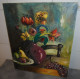 Delcampe - VINTAGE PEINTURE NATURE MORTE HST Signé 1979 - 46cm X 55cm - Oelbilder