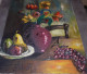 Delcampe - VINTAGE PEINTURE NATURE MORTE HST Signé 1979 - 46cm X 55cm - Oleo