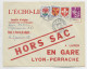 BLASON 1FR+2FR+5FR+ 12FR MOISSONNEUSE ENVELOPPE HORS SAC NEUVILLE 3.1.1959 + VERSO CONVOYEUR ROANNE A LYON - 1941-66 Armoiries Et Blasons