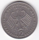 2 Deutsche Mark 1973 G  KARLSRUHE  , Konrad Adenauer, Cupronickel, KM# 124 - 2 Marchi